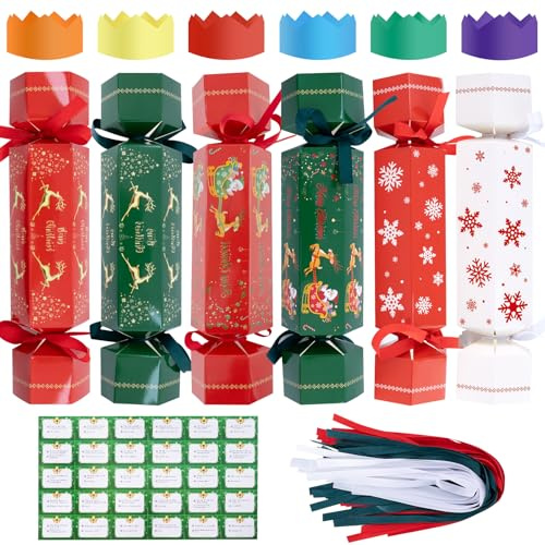DARENYI 30 Pack Christmas Crackers, Make Your Own Christmas Crackers, DIY Christmas Party Cracker Candy Boxes for Party Dinner Table Decoration