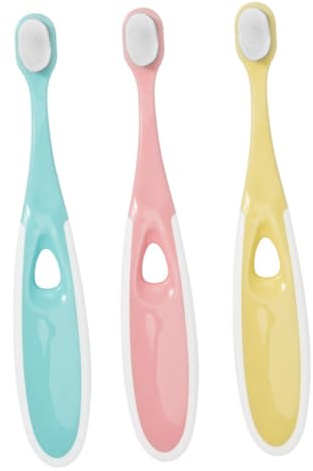BEBEMOKO 3 piezas Cepillos Dientes Infantiles Cerdas Suaves Diseño Ergonómico para Bebés Cuidado Dental Seguro Materiales PP Resistentes Colores Aleatorios Color Aleatorio Color Aleatorio