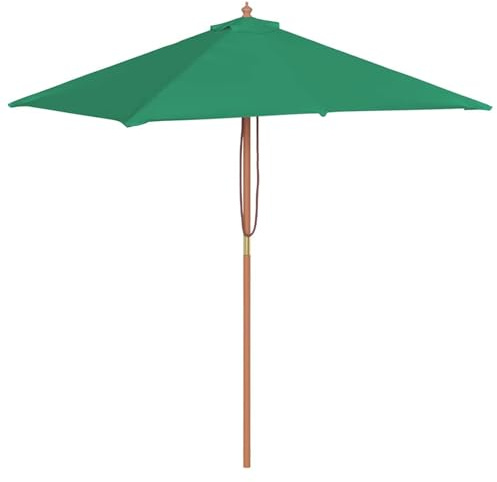 Gecheer Ombrellone da Esterni, Parasole da Giardino con Telaio in Legno e Telo in Poliestere Resistenti, Dimensioni 150x200 cm, Verde, per Terrazza, Giardino, Spiaggia e Ristorante
