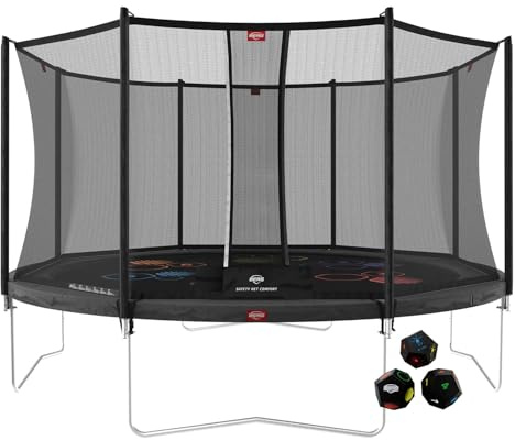 BERG Favorit Trampolin | Safety Net Comfort Sicherheitsnetz | rundes Gartentrampolin für Kinder | AirFlow Sprungtuch | SoloSpring Federn