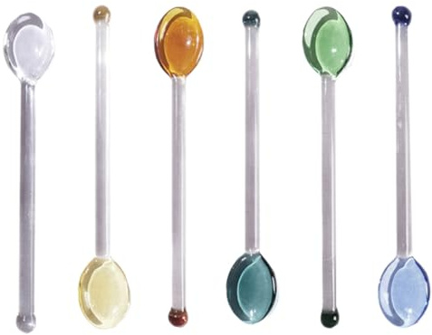 ANDRESLAD 6 Cucharas De Cristal Transparente Cucharilla De Cristal Para Cafe Cuchara De Café De Mango Largo Resistente Al Calor Para Remover Bebidas Postres Y Servir En Hogar Restaurante Y Hotel