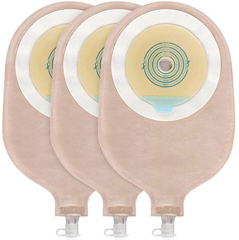 Carbou 15PCS One-Piece Urostomy Bag Drainable Pouches with Measure Card,Cutting Tool for Colostomy Ileostomy Stoma Care, Cut-to-Fit