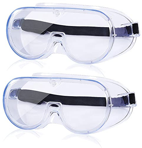Schutzbrille, medizinische Augenschutzbrille, Anti-Spittel/Speichel-Tropft, Antibeschlag/Dampf/Staub/Wind, Vollsicht-Brille, flüssigkeitsbeständige Sicherheitsbrille mit klaren Gläsern (2 Stück)