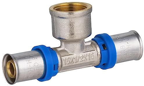 Raccord Multicouche à Sertir Multi profils TH-H-U té diamètre Ø16 mm - femelle au centre 15x21 (1/2) - Ø16 mm - Norme NF 545 pour réseau d'eau potable et chauffage NOYON & THIEBAULT