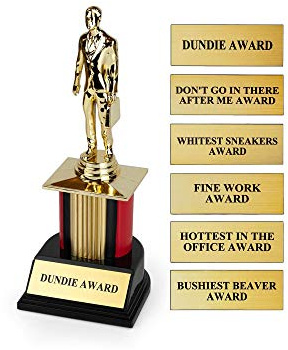 The Office Dundie Award Replica Trophy | Host Your Own The Office Dundies Awards Ceremony | Includes 6 Interchangeable Title Plates | Measures 8 Inches Tall