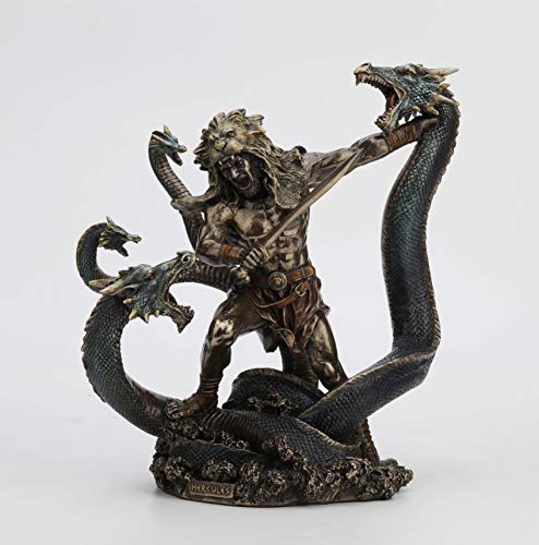 Veronese Design Hercules Battling The Hydra Kaltguss-Statue aus Kunstharz, Antik-Bronze-Finish, 31 cm