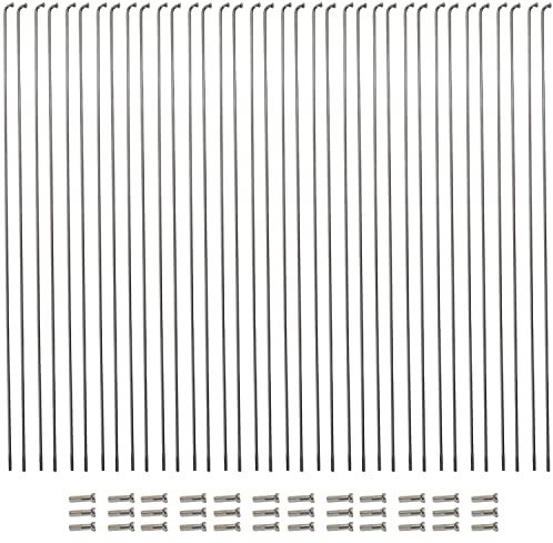 Vincita 36 Pezzi 14G J Bend Raggi per Bicicletta in Acciaio Inossidabile 254 mm 294 mm con capezzoli in Ottone per Raggi Ruota MTB Raggi di Ricambio/Riparazione (272 mm)
