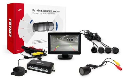 AMiO 01593 Serie/Kit Sistema di assistenza al parcheggio con LED con sensore con videocamera senza sensore Posteriore nero