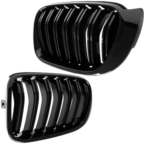 DM Autoteile 14067 Set Doppelsteg Kühlergrill Front Grill schwarz Glanz lackiert kompatibel für BMW X3 F25 X4 F26 bj 14-18