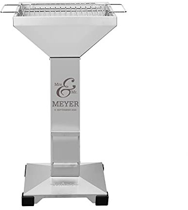 Herz & Heim® Hochzeitsgeschenk Holzkohle-Stand-Grill mit Namensgravur Mr. & Mrs.