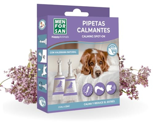 MENFORSAN Pipetas calmantes para Perros | Blister con 2 Unidades | Calma y Reduce el Estrés | con Valeriana Natural | Incoloro