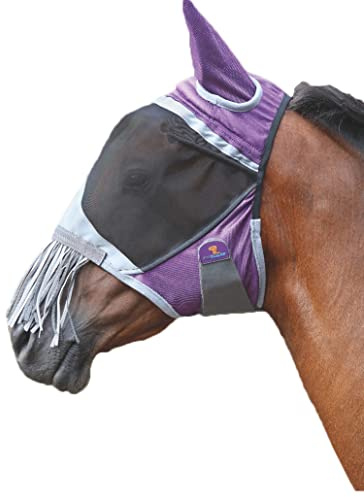 ShiresDeluxe Maschera Da Mosca Per Cavalli Con Frangia Per Orecchie E Naso (X Full) (Viola)