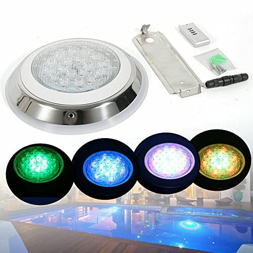 RibasuBB LED Poolbeleuchtung 12V 54W LED RGB IP68 Schwimmbad mit Fernbedienung Helles Licht Unterwasser Leuchte Poollampe Unterwasser Led Pool für Schwimmbad ersatz Halogen Scheinwerfer