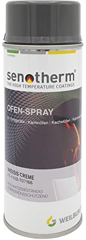 Senotherm Ofenlack Sprühdose 400ml creme weiß/perl-weiß 17-1102-707166 Weilburger bis 600°C Hitzebeständig für Kaminofen Einsatz Grill oder Ofenrohr zum Ausbessern kleinerer Lackfehler
