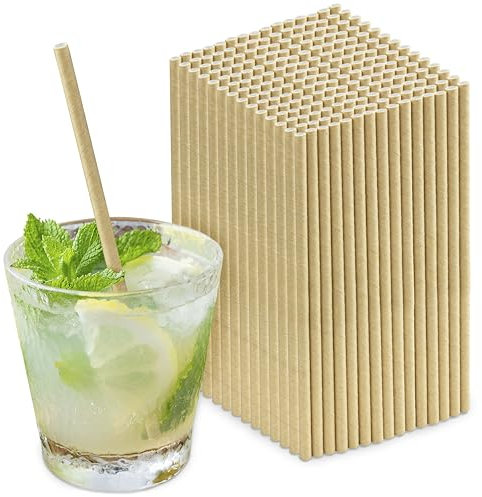 AllBags Papierstrohhalme 250 Stück Kraft Papier strohhalme trinkhalme papier ideal für Cocktail Deko Geburtstagsfeier Hochzeit und Anlässe Paper Straws - Strohhalm Einweg strohhalme papier