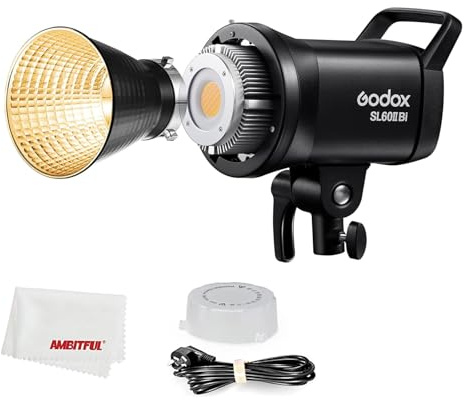 Godox SL60IIBi SL60II Bi 75W LED Video Lichter, 2800K-6500K, CRI96 und TLCI97 +,Eingebaute 11 FX Effekte, Ultra Silent Fan für Neugeborene Fotografie, Porträt, Interview Beleuchtung, Video Filming.