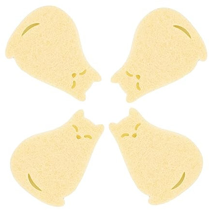 4 Pieces Cat Kitchen Cleaning Sponge Double-Sided Multi-Use Scrub Sponge Dish Sponge for Heavy Duty Scouring Pads Kitchen Furniture Dish Bathroom (Yellow cat sponges)
