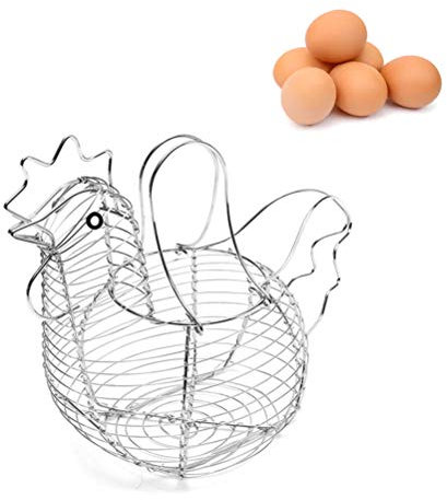 Hühnerförmiger Eierkorb mit Praktischem Griff, Metall-Organizer für die Aufbewahrung in Küche und Zuhause, Hält Eier Kühl und Röstbar (Wie gezeigt)