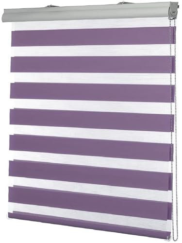 Jalousie Jalousette Vertikaljalousie 45 x 250 cm Doppelter Stoff, durchscheinend Sichtschutz-Rollo Jalousette Jalousien Montage-Teile inklusive für Tür und Fenster, Lila