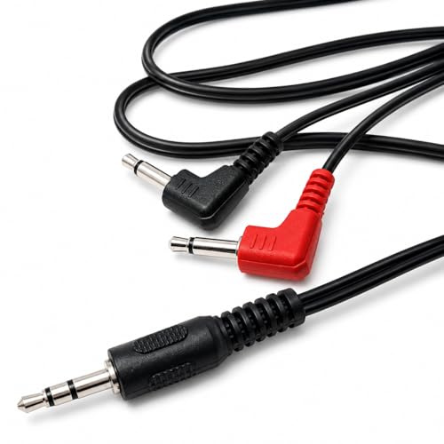 DRUT 1m 3.5mm Stereo Jack To 2 x 3.5mm Right Angled Mono Male Jack Plugs | Audio Cable Lead
