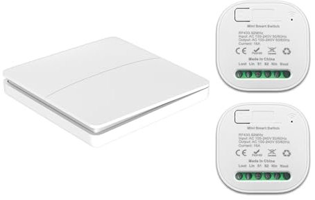 AVIMYA Interruptor de luz Inteligente inalámbrico RF433, no Requiere batería, Resistente al Agua, 110-220V, con minireceptor, Juego de interruptores for Mejorar la casa (Color : 2gang 2Receiver)