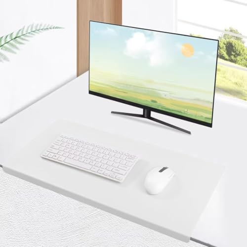 Luxuriöse Schreibtischunterlagen aus Leder, wasserdichte Schreibtisch-Schreibmatte, Mauspad mit Kantenschutz, Tischmatte, Schreibtischunterlage für Laptop/Büro/Zuhause, 60 x 40 cm, Weiß