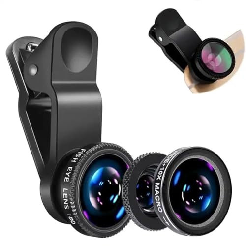 Generic 3 Lens Kit for iPhone and Android Camera | Ultra Wide Angle, Fisheye, Macro Lenses | Smartphone Photography & Video Creation | Palo Alto Electronics
