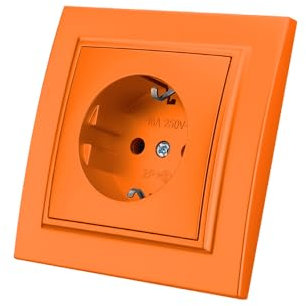Versenkte Wandsteckdose,Wandsteckdosen-Set,Innen wandsteckdose,250V AC 16A,Orange geerdete Steckdose EP-00
