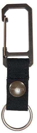 Carhartt Unisex Adult Durable Metal Key Keeper, Belt Loop Key Ring Holder with Self-Locking Metal Gate Clip for Car/Home Keys, Nylon Duck (Black), One Size