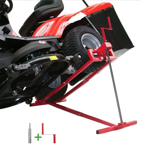 Gato elevador para cortacésped, capacidad de 880 libras, con mango manual y mango de extensión de herramienta eléctrica, diseño plegable, elevador de cortacésped para cortacésped y tractores de