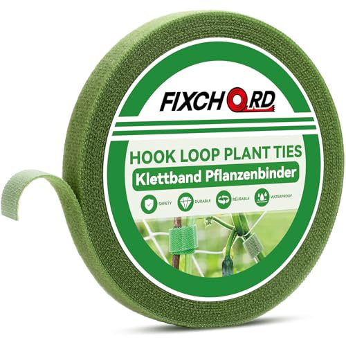 FIXCHORD Attaches de Jardin pour Plantes, 10m*12mm Attache Plante Grimpante, Attache Plante Grimpante pour Tomate, Liens de Plantes Bande de Fixation Réutilisable, Verre Vert