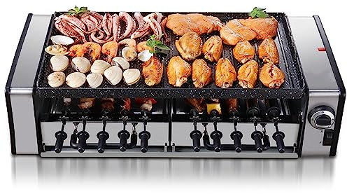 Electric Smokeless Barbecue Indoor BBQ Double Layer Grill Machine, Automatic Rotating Skewers, 1600W Power for Kitchen Dinner Party Camping