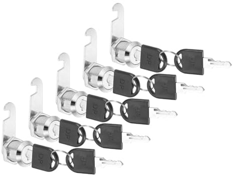 PATIKIL Cabinet Lock with Keys 5 Pcs 13/16(20mm) Cam Locks Zinc Alloy Tool Box Lock Replacement Keyed Alike for Drawer Cupboard Household Mailbox RV Door Lock, Silver