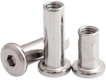 RSRSR 1 Stück Edelstahl-Innensechskant-Nietmutter for Möbel, Verbindungsmutter, Größen M3/M4/M5/M6/M8/M10, Präzisions-Gewindebefestigungen,(M6(od 8mm) 45mm)