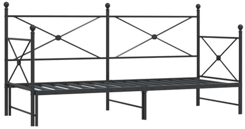 vidaXL Dagbädd med rull utan madrass svart 90x190 cm stål