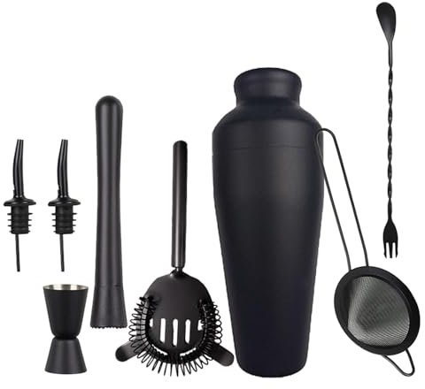 Juego de coctelera profesional de 700 ml, juego de coctelería | Mezclador de margarita, coctelera y vaso medidor y juego de cucharas mezcladoras para el bar de la casa