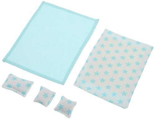HEMOTON Puppenhaus Bettwäsche Set Mini Bettlaken Kissen Set Blau für Puppenhaus Schlafzimmer Deko Realistische Miniatur Schlafzimmer Ausstattung Einfach zu Reinigen