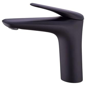 OLSKFUH Rubinetto per Lavabo da Bagno con Maniglia Singola, in Ottone, Miscelatore per Lavaggio Caldo E Freddo, Rubinetto per Gru, Rubinetti per Lavabo da Appoggio, Colore,Black