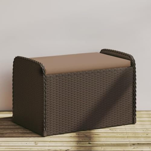 XINCXIN Sitzbank, balkonbank gartenbank wetterfest Bank Garten sitzbank Balkon Outdoor Geeignet für Balcony Patio Garden Yard mit Stauraum & Kissen Braun 80x51x52 cm Poly Rattan