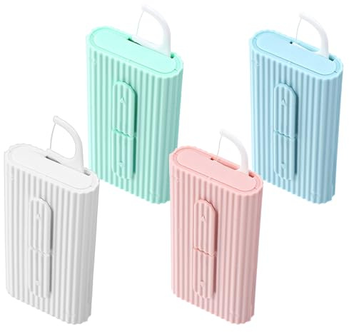 Oruola 4 Case Portable Dental Floss Dispenser,Refillable Floss Box with Adult Flosser Sticks 10 Count,Flosses Pick Box for Cleaning Teeth and Oral Care for Dinner,Date,Travel (4 Colors)