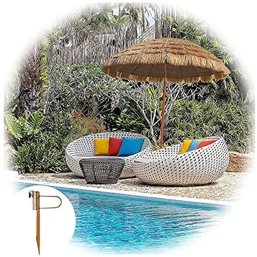 WOTZOV Ombrellone di Paglia 6 Piedi * 1,8 m, ombrellone Hawaiano con Base, ombrellone da Giardino inclinabile a 45 °, ombrellone da Spiaggia in Paglia Portatile, per piscin