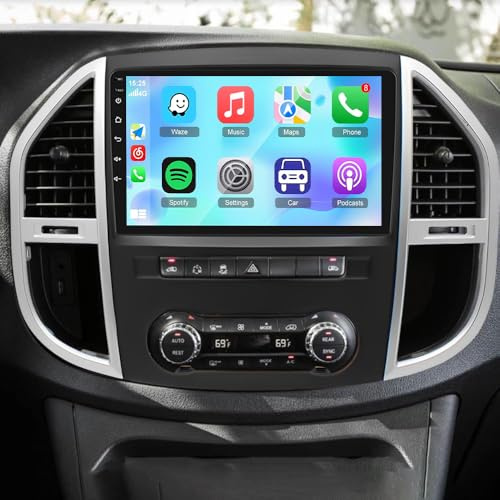 10 Inch Double Din Car Stereo for Mercedes-Benz Vito 3 W447 2014-2020 Android 14 Touch Screen Car Radio Receiver w/Wireless Carplay Android Auto GPS Navigation Bluetooth Wifi SWC Backup Camera, 2+32G