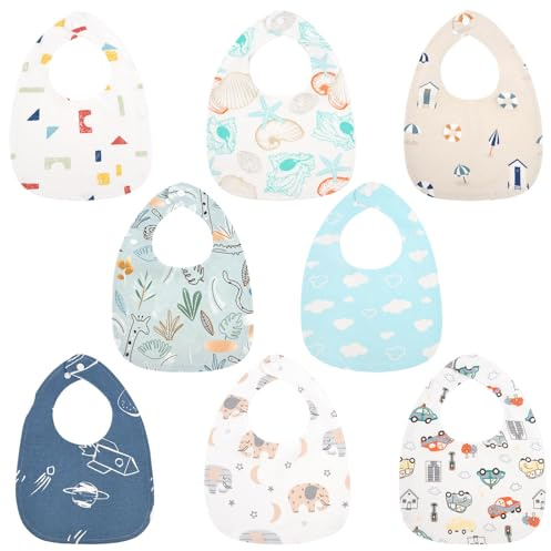 Vicloon Baby bandana dregelhaklappar, 8-pack tandsprickning haklapp set, babyhaklappar för pojkar flickor med snäppar, mjuka och absorberande för spädbarn, tandsprickning, dregling, nyfödd haklapp för