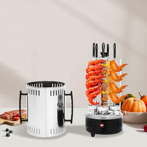SW-5 - Macchina per kebab verticale da 1000 W, adatta per shish kebab, shawarma, spiedini, ecc., Adatto per uso domestico, barbecue all'aperto, picnic e altri luoghi (5 forchette)