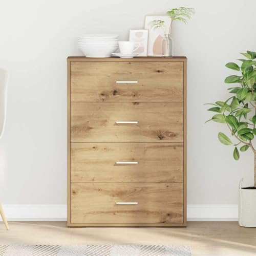 Qnhdfrt Sideboard Eiche handwerklich 60 x 31 x 84 cm Spanplatte Rustikales Buffet-Tisch für Esszimmer & Wohnzimmer mit Stauraum & Landhausstil
