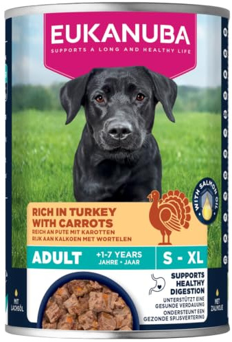 Eukanuba alimento para Perros húmedo con Pavo y Zanahoria, Comida húmeda Premium sin Cereales para Perros Adultos, 6 latas de 400 g