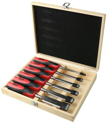 Formón - juego de 6 piezas, fabricados en acero de alta calidad, mango ergonómico, ideal para carpintería y trabajos de precisión.