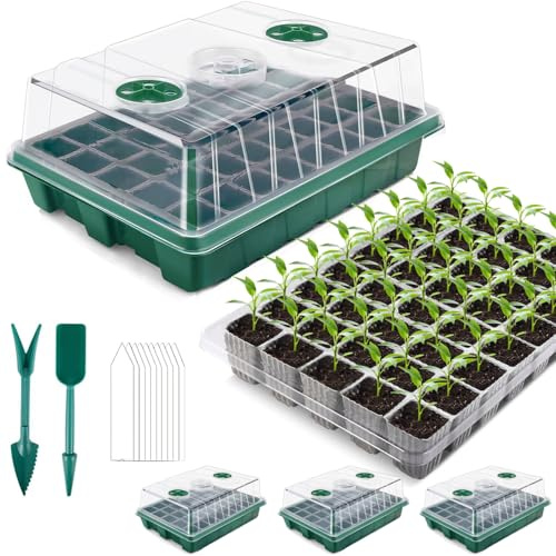 Seed Trays XL, 3 Pack 120 Cells Seed Tray Kit, Plant Germination Tray with Humidity Adjustable Lid Base, Thicken Reusable Nursery Tray Flower Propagator for Mini Greenhouse, Indoor Windowsill, Garden