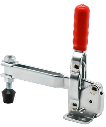 Toggle Clamp 1PCS Vertical Toggle Clamp 227kg Holding Force, Long U-Handle, 100° Clamp Arm, 60° Handle, Flange Base, for Welding