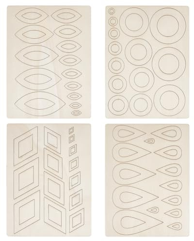 PH PandaHall 4 paquet Artisanat en Bois Brut Kit de Peinture Mandala à Faire Soi Même Contreplaqué Naturel Fournitures Artistiques pour Décoration Projets Scolaires Fêtes Anniversaire Noël 18.7x25cm